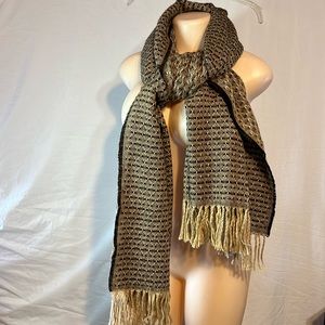 Unisex Brown Tan Fringe Edge Scarf